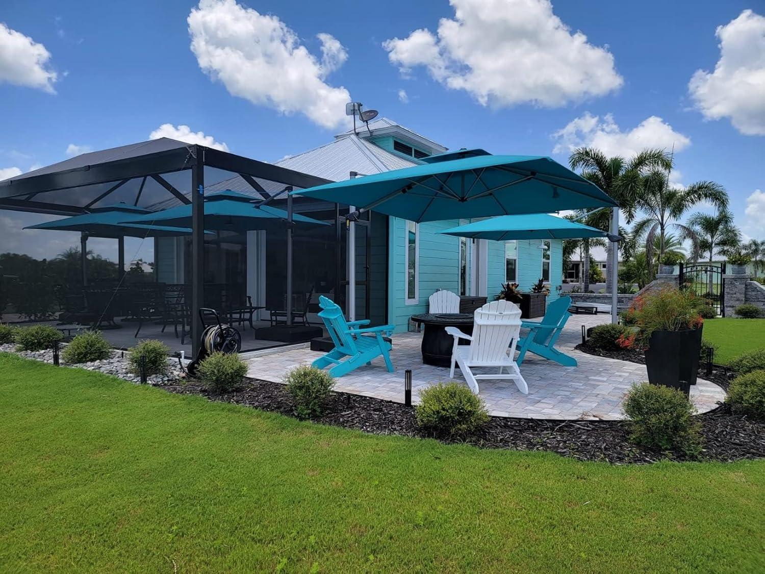 image:imagePURPLE LEAF 10 X 13 Patio Umbrella Outdoor Rectangle Umbrella Large Cantilever Umbrella Windproof Offset Heavy Duty Sun for Garden Deck Pool Patio BeigeTurquoise Blue
