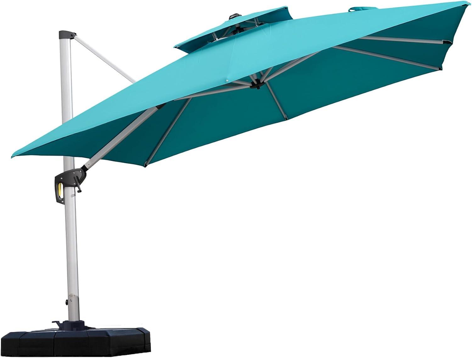 image:imagePURPLE LEAF 10 X 13 Patio Umbrella Outdoor Rectangle Umbrella Large Cantilever Umbrella Windproof Offset Heavy Duty Sun for Garden Deck Pool Patio BeigeTurquoise Blue