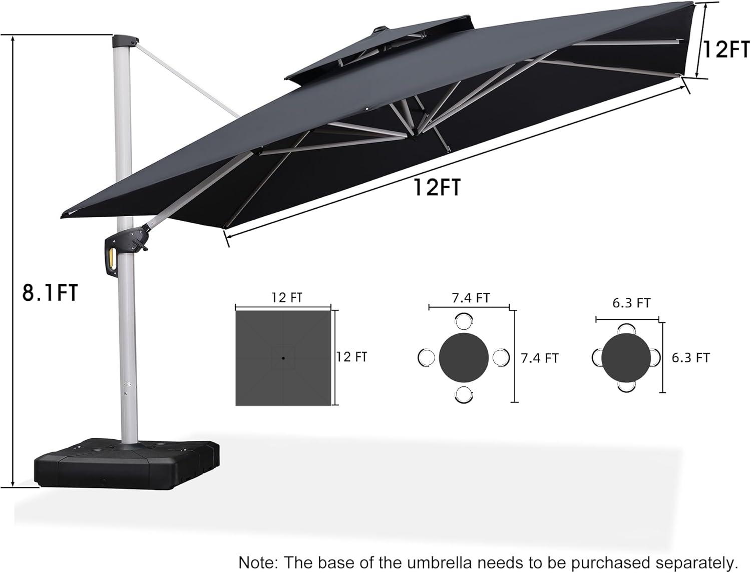 image:imagePURPLE LEAF 10 X 13 Patio Umbrella Outdoor Rectangle Umbrella Large Cantilever Umbrella Windproof Offset Heavy Duty Sun for Garden Deck Pool Patio BeigeGrey