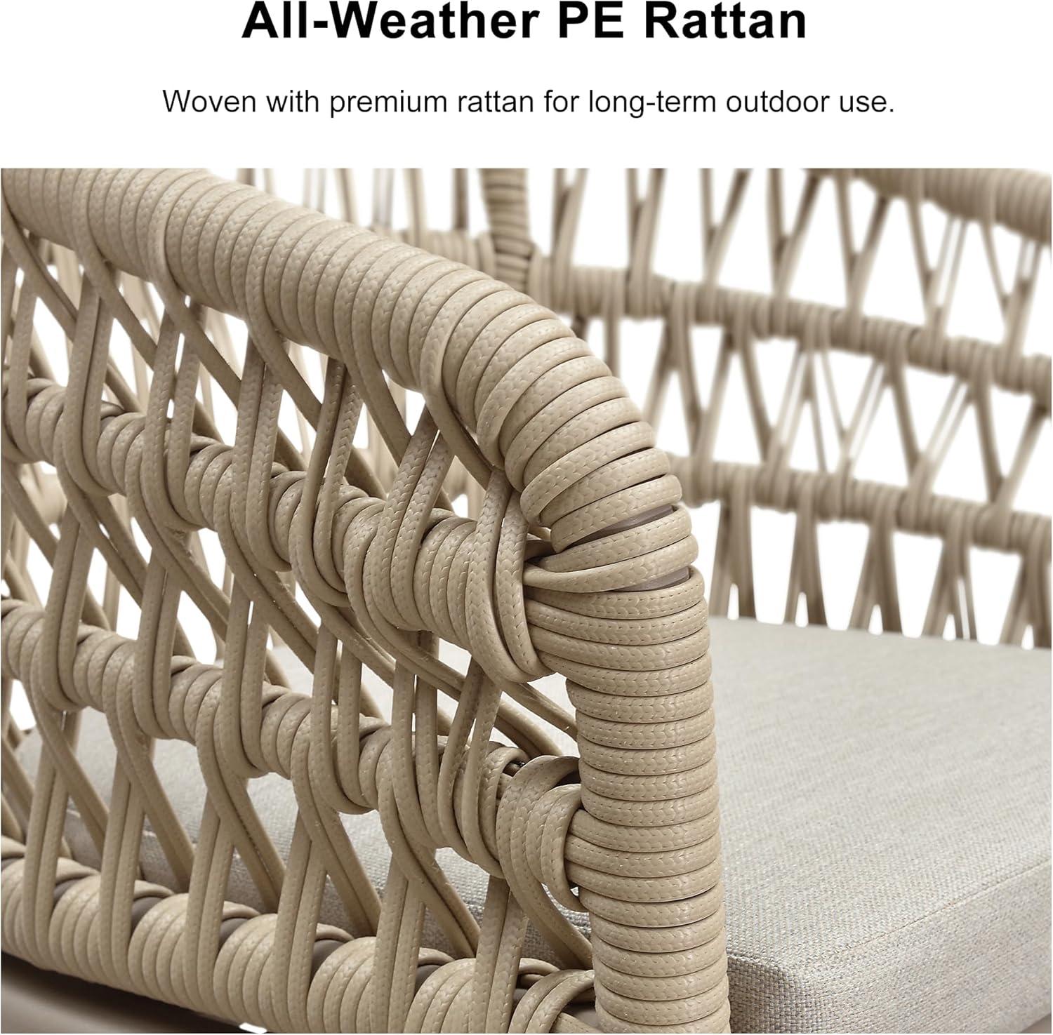 image:imagePURPLE LEAF 11 Pieces Outdoor Dining Set AllWeather PE Rattan Outdoor Patio Furniture Set with All Aluminum Frame Rectangular Table and Chairs Set for Lawn Garden Backyard Deck ChampagneChampagne Round Backrest