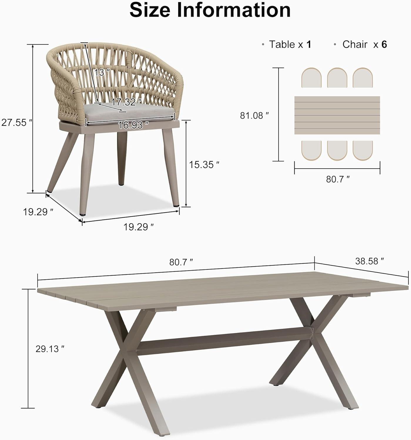 image:imagePURPLE LEAF 11 Pieces Outdoor Dining Set AllWeather PE Rattan Outdoor Patio Furniture Set with All Aluminum Frame Rectangular Table and Chairs Set for Lawn Garden Backyard Deck ChampagneChampagne Round Backrest
