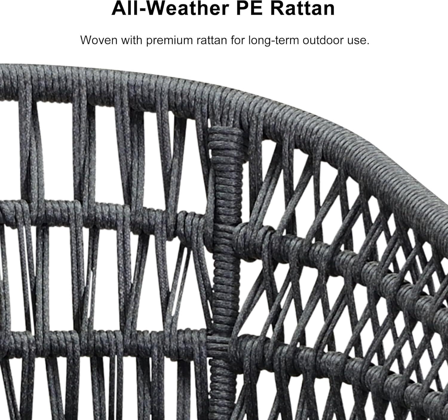 image:imagePURPLE LEAF 11 Pieces Outdoor Dining Set AllWeather PE Rattan Outdoor Patio Furniture Set with All Aluminum Frame Rectangular Table and Chairs Set for Lawn Garden Backyard Deck ChampagneGrey Round Backrest