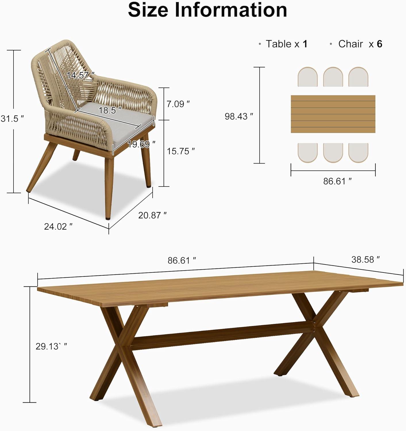 image:imagePURPLE LEAF 11 Pieces Outdoor Dining Set AllWeather PE Rattan Outdoor Patio Furniture Set with All Aluminum Frame Rectangular Table and Chairs Set for Lawn Garden Backyard Deck ChampagneTeak Square Backrest