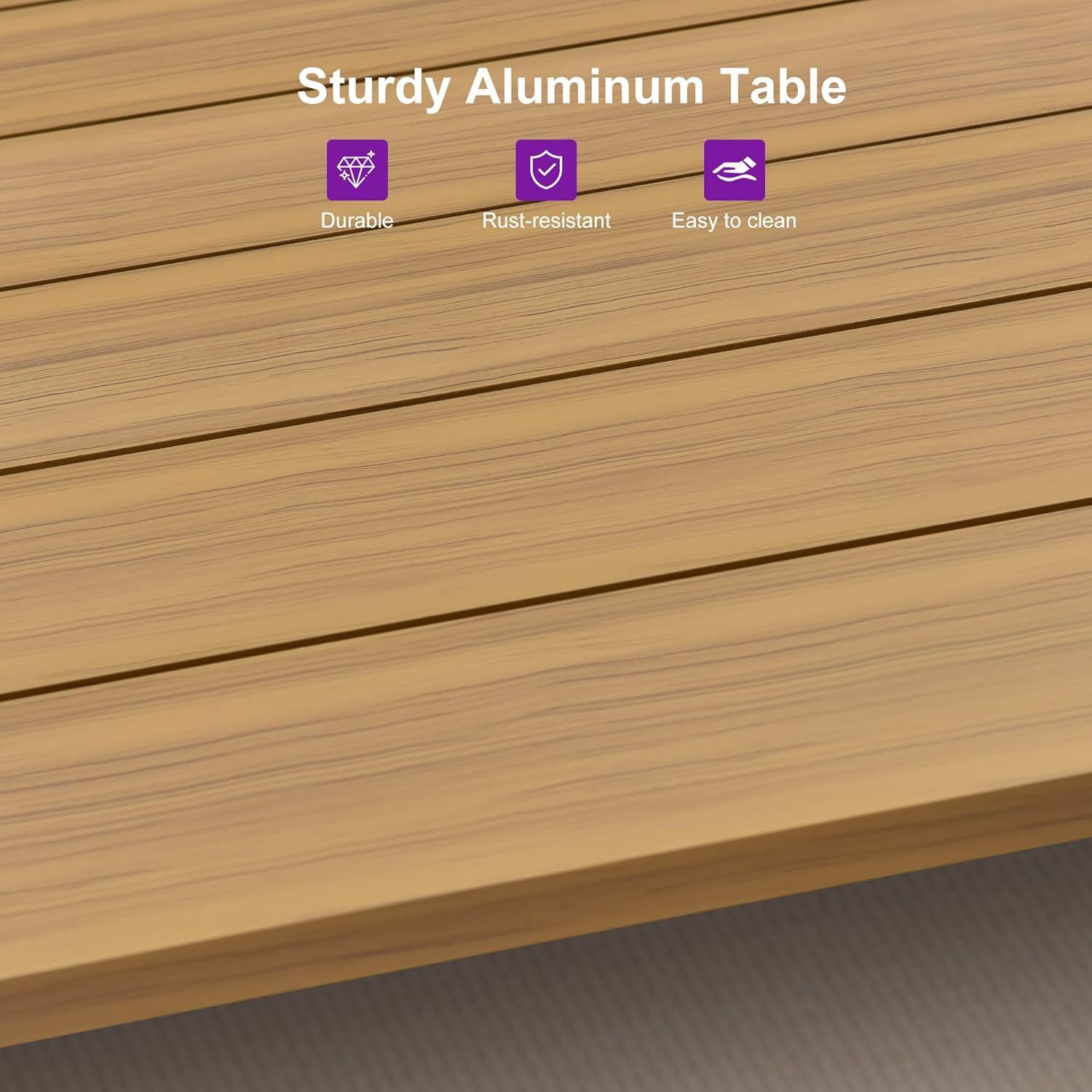 image:imagePURPLE LEAF 11 Pieces Outdoor Dining Set AllWeather PE Rattan Outdoor Patio Furniture Set with All Aluminum Frame Rectangular Table and Chairs Set for Lawn Garden Backyard Deck ChampagneTeak Square Backrest