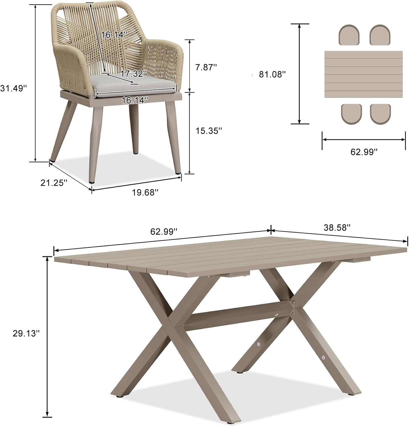 image:imagePURPLE LEAF 11 Pieces Outdoor Dining Set AllWeather PE Rattan Outdoor Patio Furniture Set with All Aluminum Frame Rectangular Table and Chairs Set for Lawn Garden Backyard Deck ChampagneChampagne Square Backrest