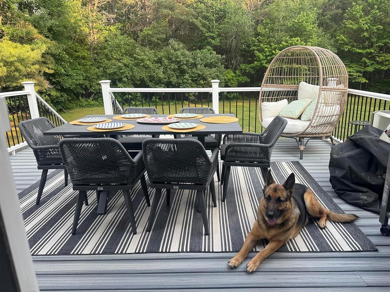 image:imagePURPLE LEAF 11 Pieces Outdoor Dining Set AllWeather PE Rattan Outdoor Patio Furniture Set with All Aluminum Frame Rectangular Table and Chairs Set for Lawn Garden Backyard Deck ChampagneGrey Square Backrest