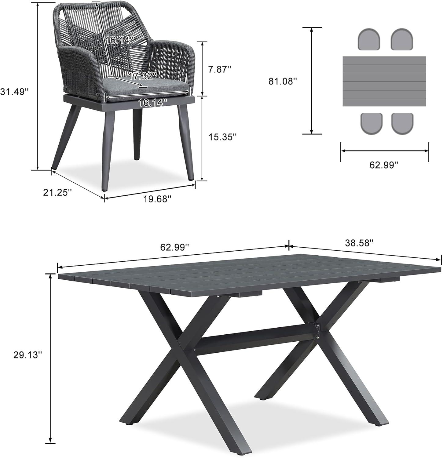 image:imagePURPLE LEAF 11 Pieces Outdoor Dining Set AllWeather PE Rattan Outdoor Patio Furniture Set with All Aluminum Frame Rectangular Table and Chairs Set for Lawn Garden Backyard Deck ChampagneGrey Square Backrest