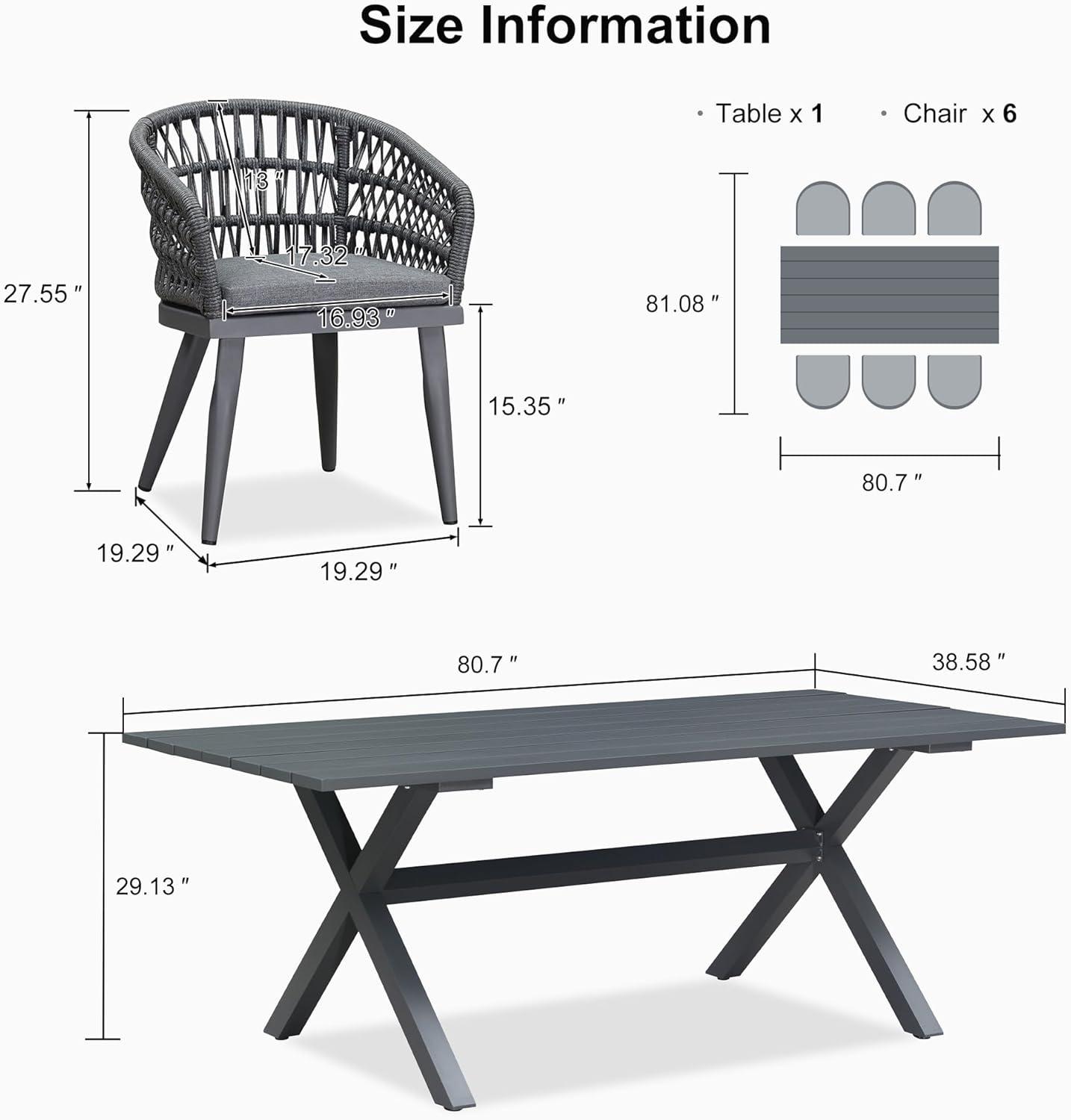 image:imagePURPLE LEAF 11 Pieces Outdoor Dining Set AllWeather PE Rattan Outdoor Patio Furniture Set with All Aluminum Frame Rectangular Table and Chairs Set for Lawn Garden Backyard Deck ChampagneGrey Round Backrest