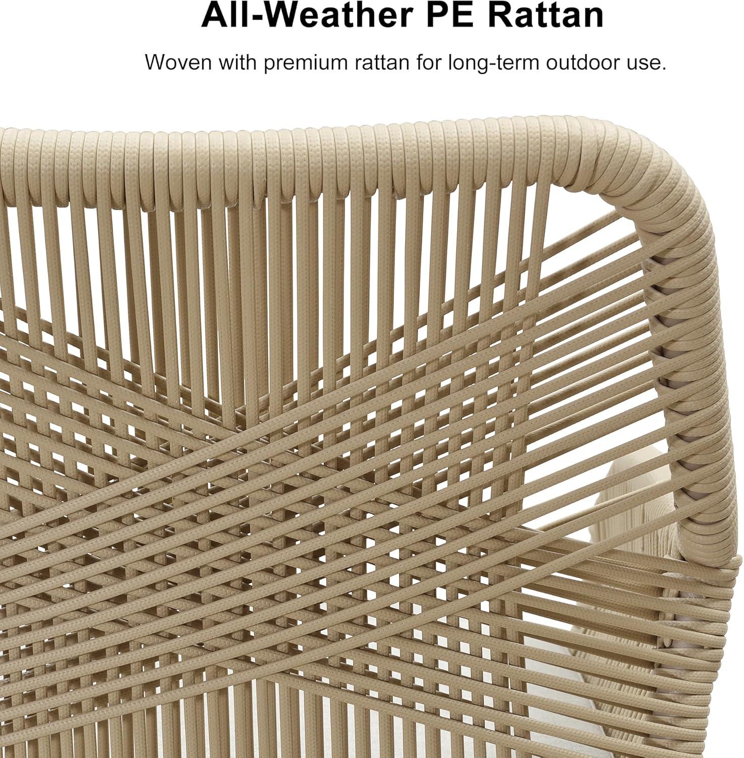 image:imagePURPLE LEAF 11 Pieces Outdoor Dining Set AllWeather PE Rattan Outdoor Patio Furniture Set with All Aluminum Frame Rectangular Table and Chairs Set for Lawn Garden Backyard Deck ChampagneChampagne Square Backrest