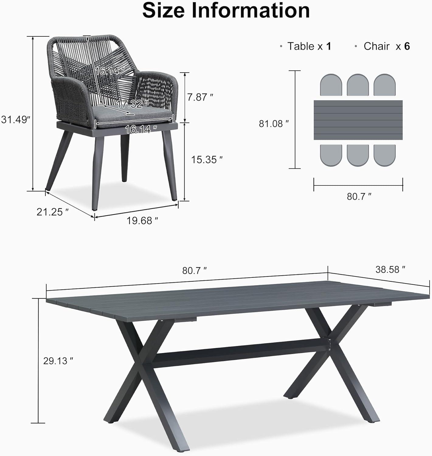 image:imagePURPLE LEAF 11 Pieces Outdoor Dining Set AllWeather PE Rattan Outdoor Patio Furniture Set with All Aluminum Frame Rectangular Table and Chairs Set for Lawn Garden Backyard Deck ChampagneGrey Square Backrest
