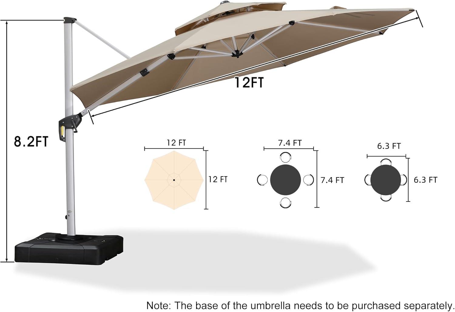 image:imagePURPLE LEAF 13 Feet Double Top Round Deluxe Patio Umbrella Offset Hanging Umbrella Outdoor Market Umbrella Garden Umbrella Turquoise BlueBeige