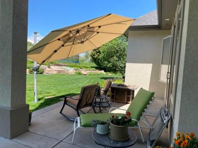 image:imagePURPLE LEAF 13 Feet Double Top Round Deluxe Patio Umbrella Offset Hanging Umbrella Outdoor Market Umbrella Garden Umbrella Turquoise BlueBeige