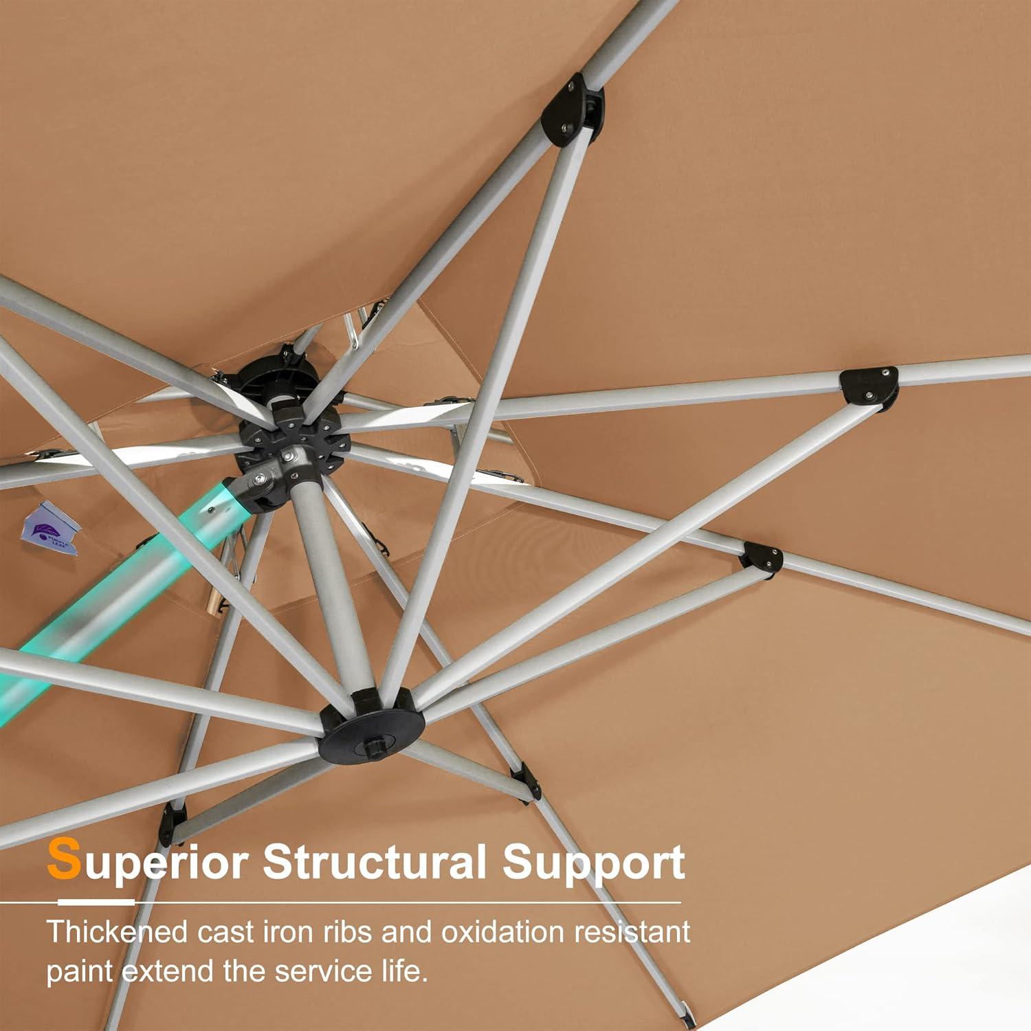 image:imagePURPLE LEAF 13 Feet Double Top Round Deluxe Patio Umbrella Offset Hanging Umbrella Outdoor Market Umbrella Garden Umbrella Turquoise BlueBeige
