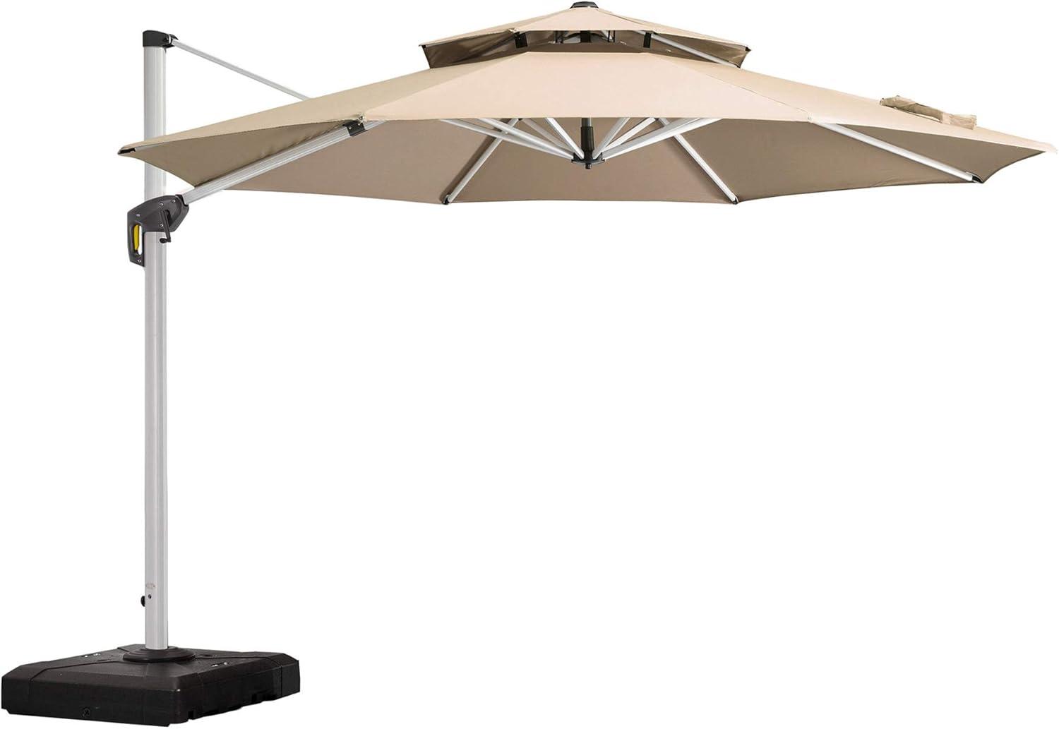 image:imagePURPLE LEAF 13 Feet Double Top Round Deluxe Patio Umbrella Offset Hanging Umbrella Outdoor Market Umbrella Garden Umbrella Turquoise BlueBeige
