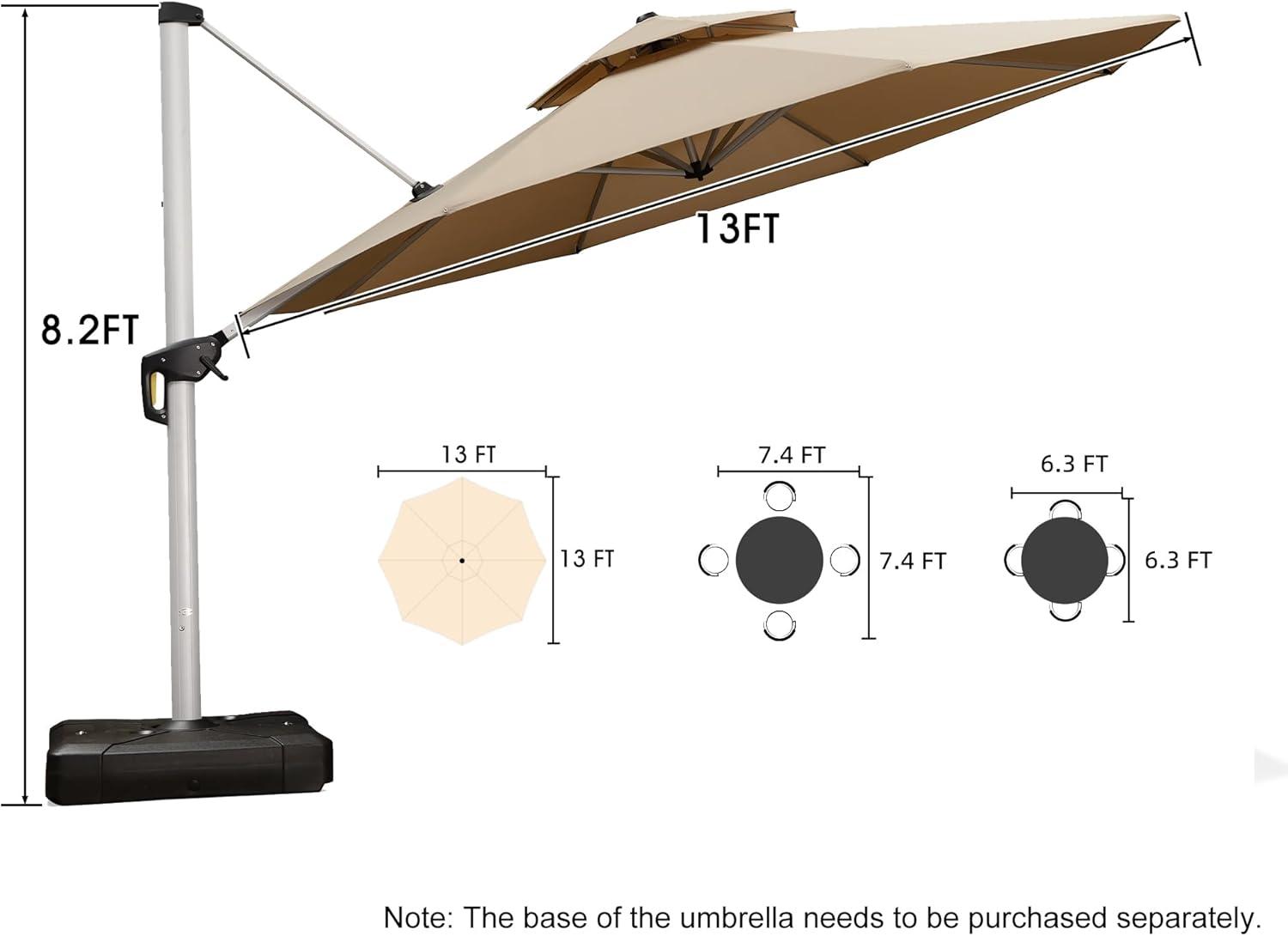 image:imagePURPLE LEAF 13 Feet Double Top Round Deluxe Patio Umbrella Offset Hanging Umbrella Outdoor Market Umbrella Garden Umbrella Turquoise BlueBeige