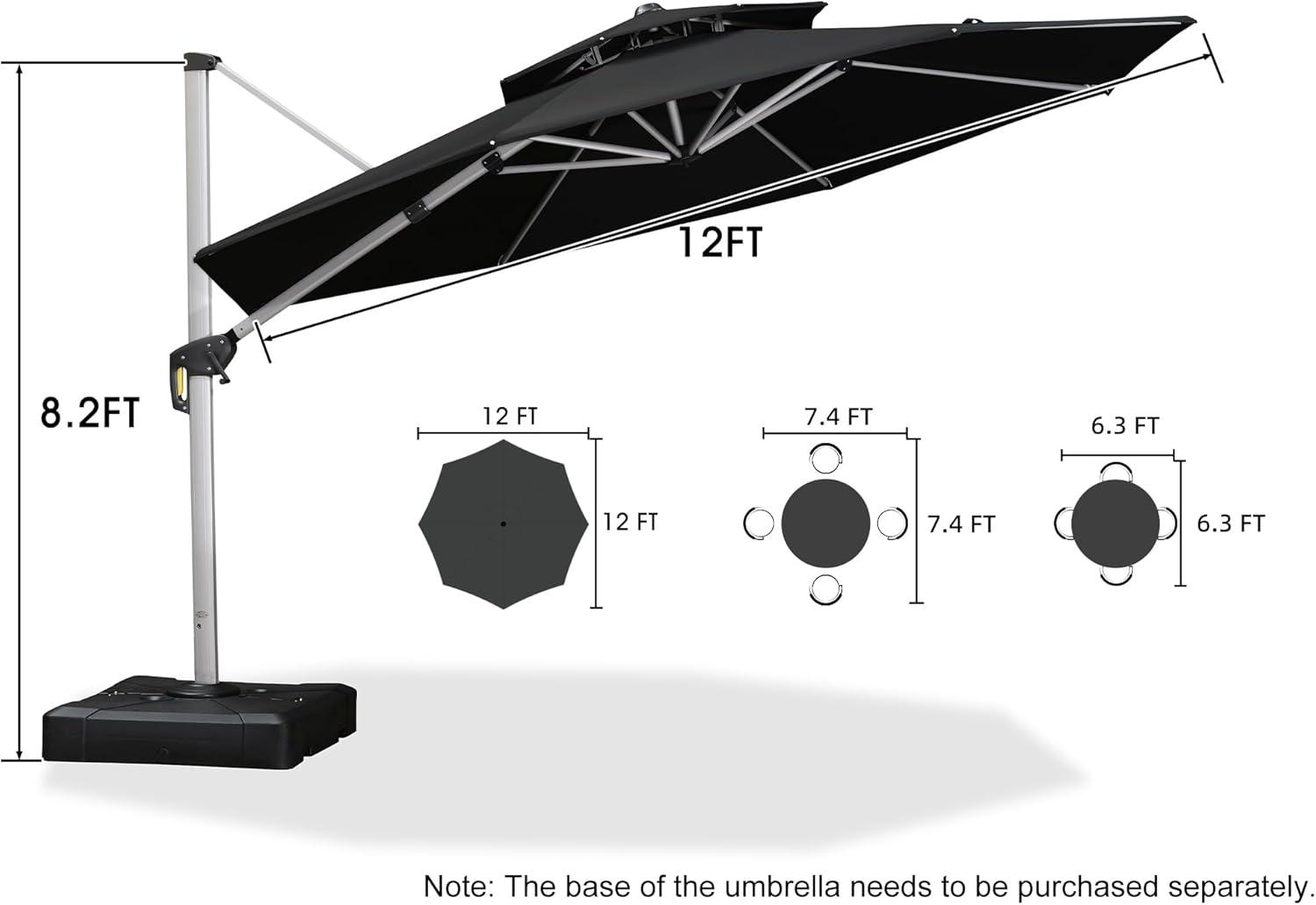 image:imagePURPLE LEAF 13 Feet Double Top Round Deluxe Patio Umbrella Offset Hanging Umbrella Outdoor Market Umbrella Garden Umbrella Turquoise BlueBlack