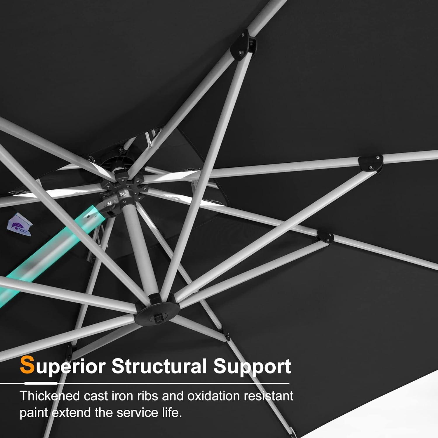 image:imagePURPLE LEAF 13 Feet Double Top Round Deluxe Patio Umbrella Offset Hanging Umbrella Outdoor Market Umbrella Garden Umbrella Turquoise BlueBlack