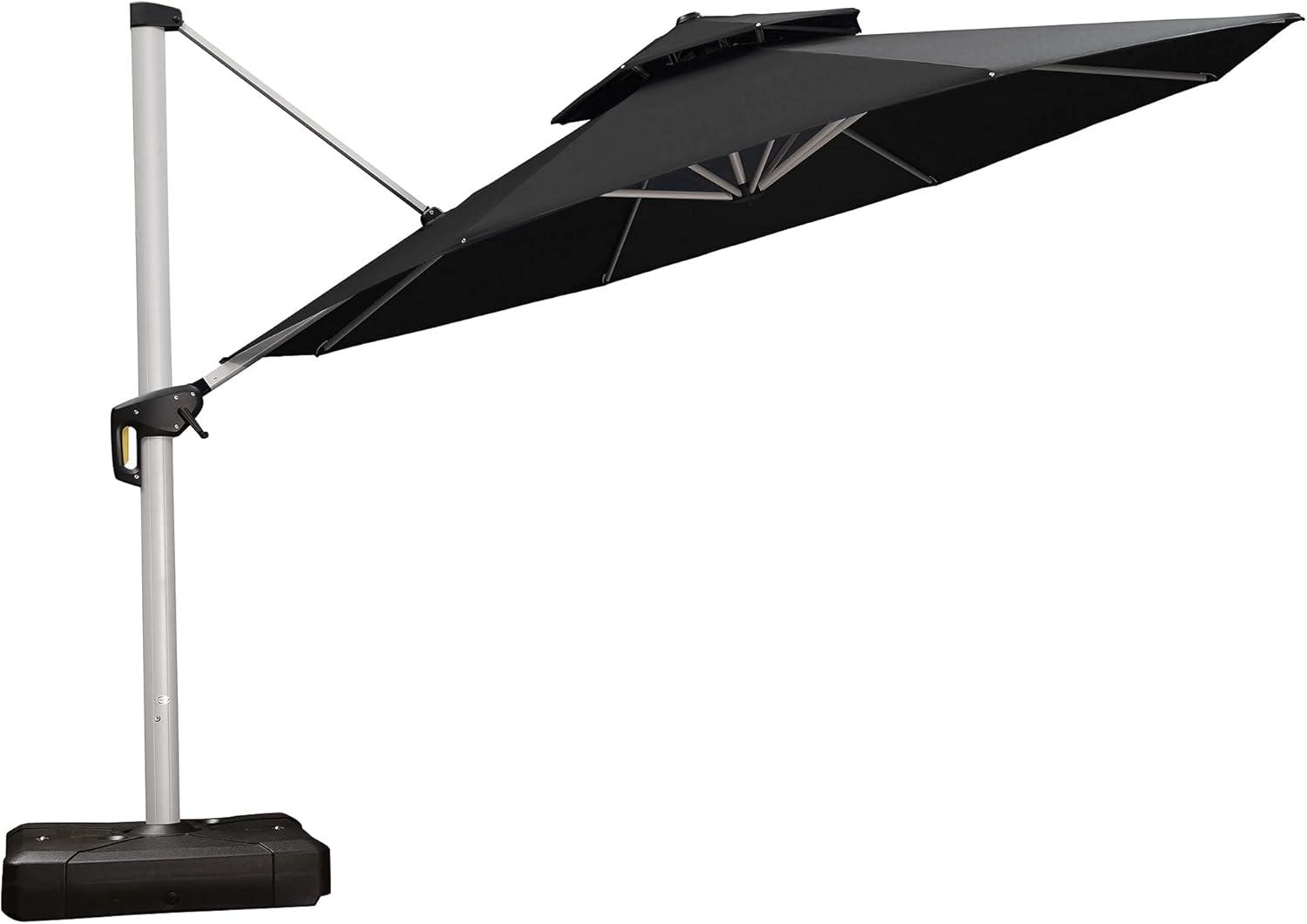 image:imagePURPLE LEAF 13 Feet Double Top Round Deluxe Patio Umbrella Offset Hanging Umbrella Outdoor Market Umbrella Garden Umbrella Turquoise BlueBlack
