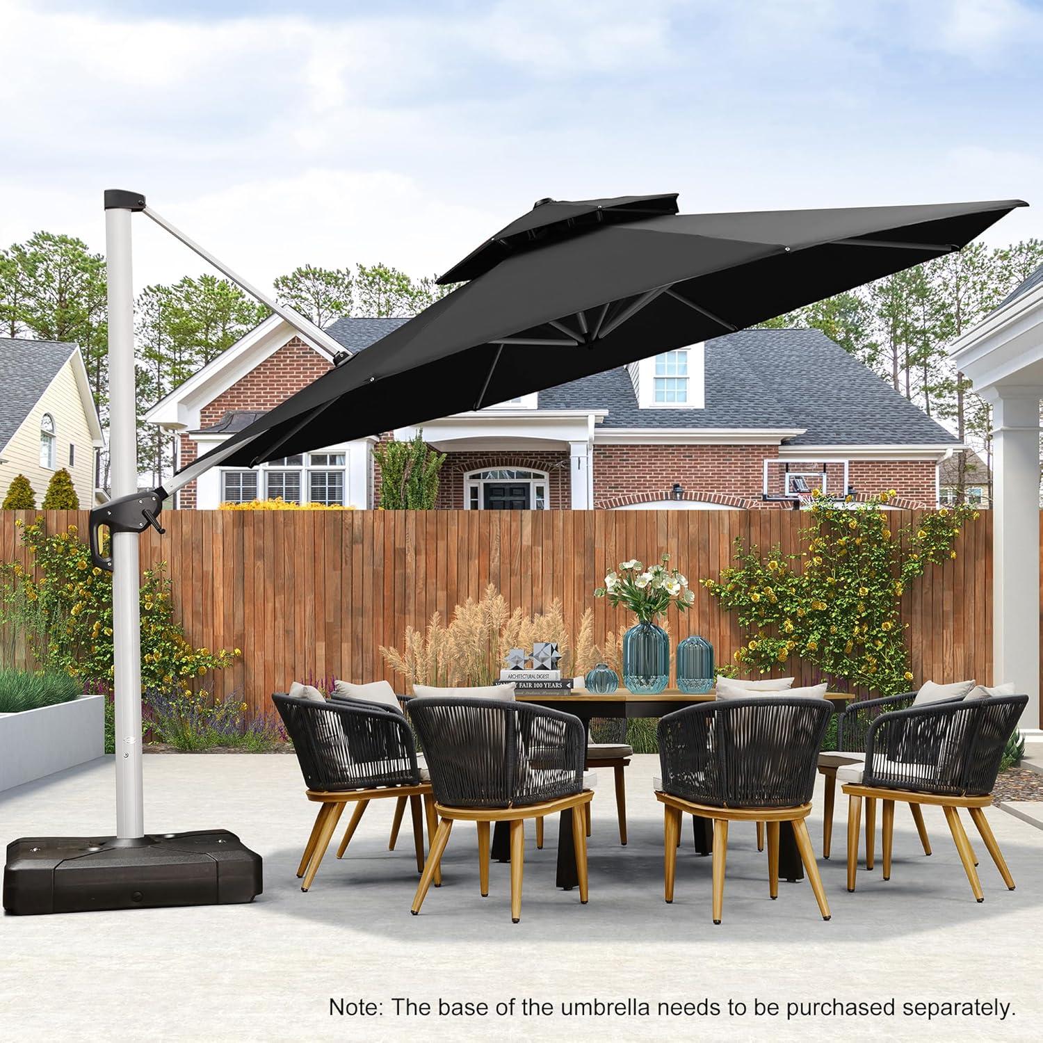 image:imagePURPLE LEAF 13 Feet Double Top Round Deluxe Patio Umbrella Offset Hanging Umbrella Outdoor Market Umbrella Garden Umbrella Turquoise BlueBlack