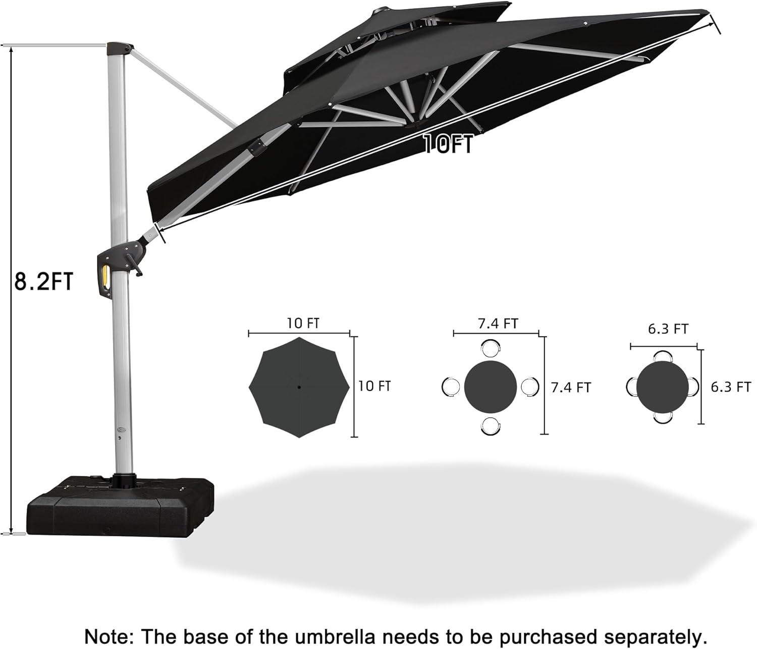 image:imagePURPLE LEAF 13 Feet Double Top Round Deluxe Patio Umbrella Offset Hanging Umbrella Outdoor Market Umbrella Garden Umbrella Turquoise BlueBlack