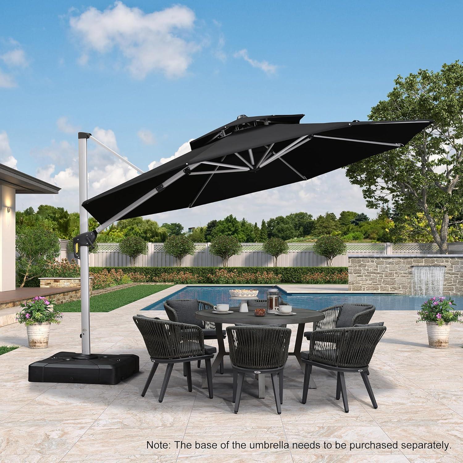 image:imagePURPLE LEAF 13 Feet Double Top Round Deluxe Patio Umbrella Offset Hanging Umbrella Outdoor Market Umbrella Garden Umbrella Turquoise BlueBlack