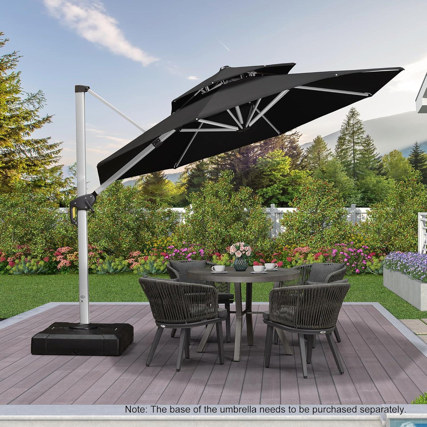 image:imagePURPLE LEAF 13 Feet Double Top Round Deluxe Patio Umbrella Offset Hanging Umbrella Outdoor Market Umbrella Garden Umbrella Turquoise BlueBlack