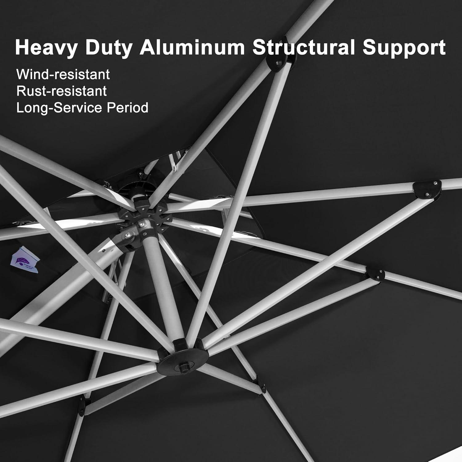 image:imagePURPLE LEAF 13 Feet Double Top Round Deluxe Patio Umbrella Offset Hanging Umbrella Outdoor Market Umbrella Garden Umbrella Turquoise BlueBlack
