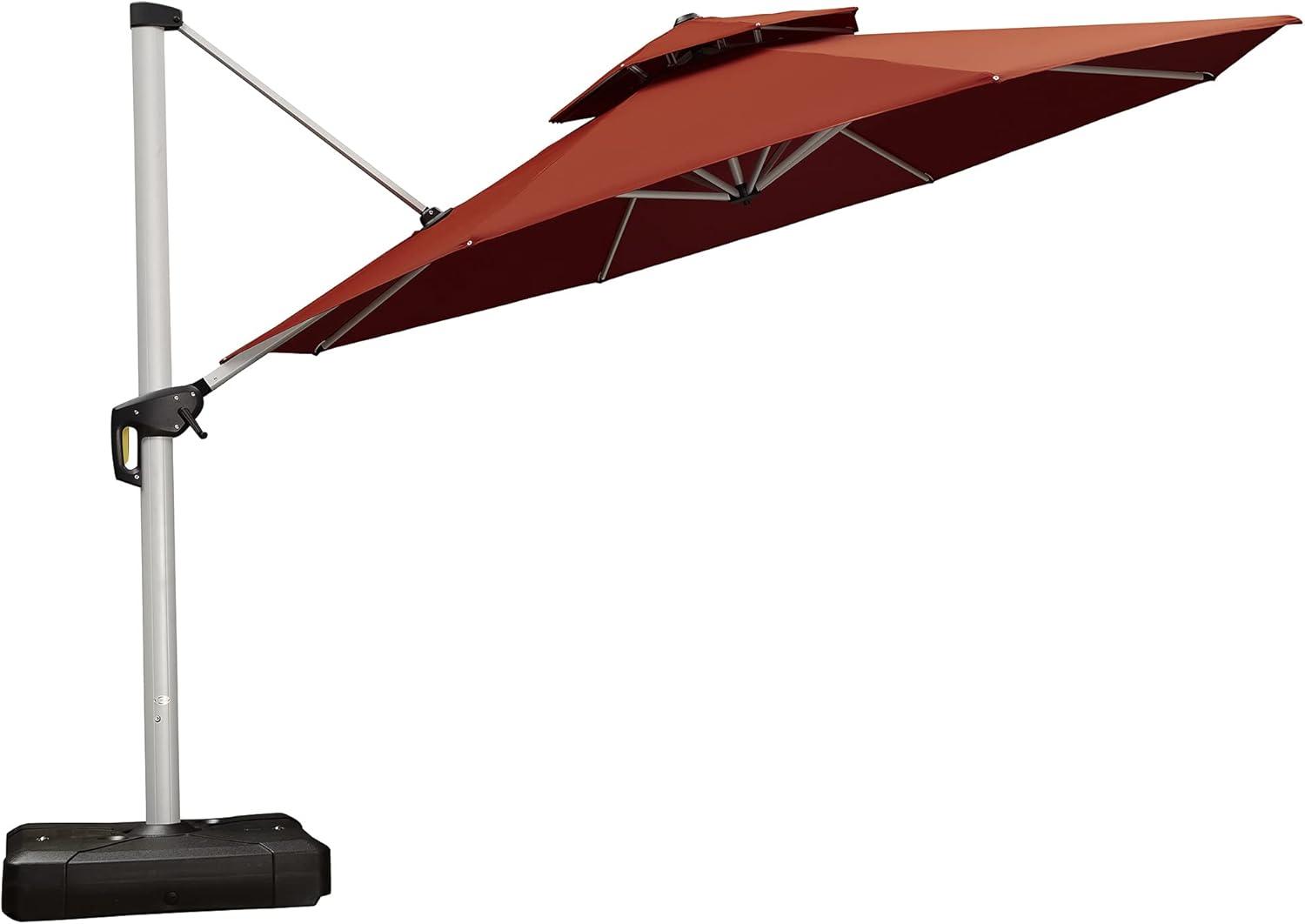 image:imagePURPLE LEAF 13 Feet Double Top Round Deluxe Patio Umbrella Offset Hanging Umbrella Outdoor Market Umbrella Garden Umbrella Turquoise BlueBrick Red