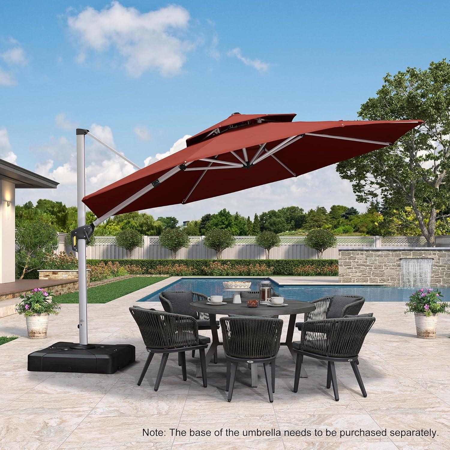 image:imagePURPLE LEAF 13 Feet Double Top Round Deluxe Patio Umbrella Offset Hanging Umbrella Outdoor Market Umbrella Garden Umbrella Turquoise BlueBrick Red
