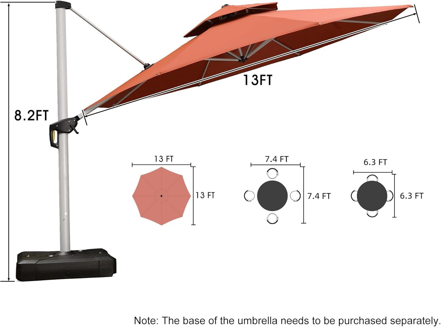 image:imagePURPLE LEAF 13 Feet Double Top Round Deluxe Patio Umbrella Offset Hanging Umbrella Outdoor Market Umbrella Garden Umbrella Turquoise BlueBrick Red