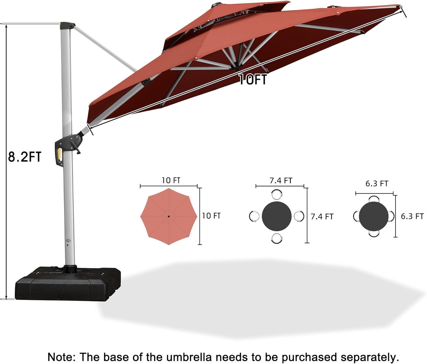 image:imagePURPLE LEAF 13 Feet Double Top Round Deluxe Patio Umbrella Offset Hanging Umbrella Outdoor Market Umbrella Garden Umbrella Turquoise BlueBrick Red