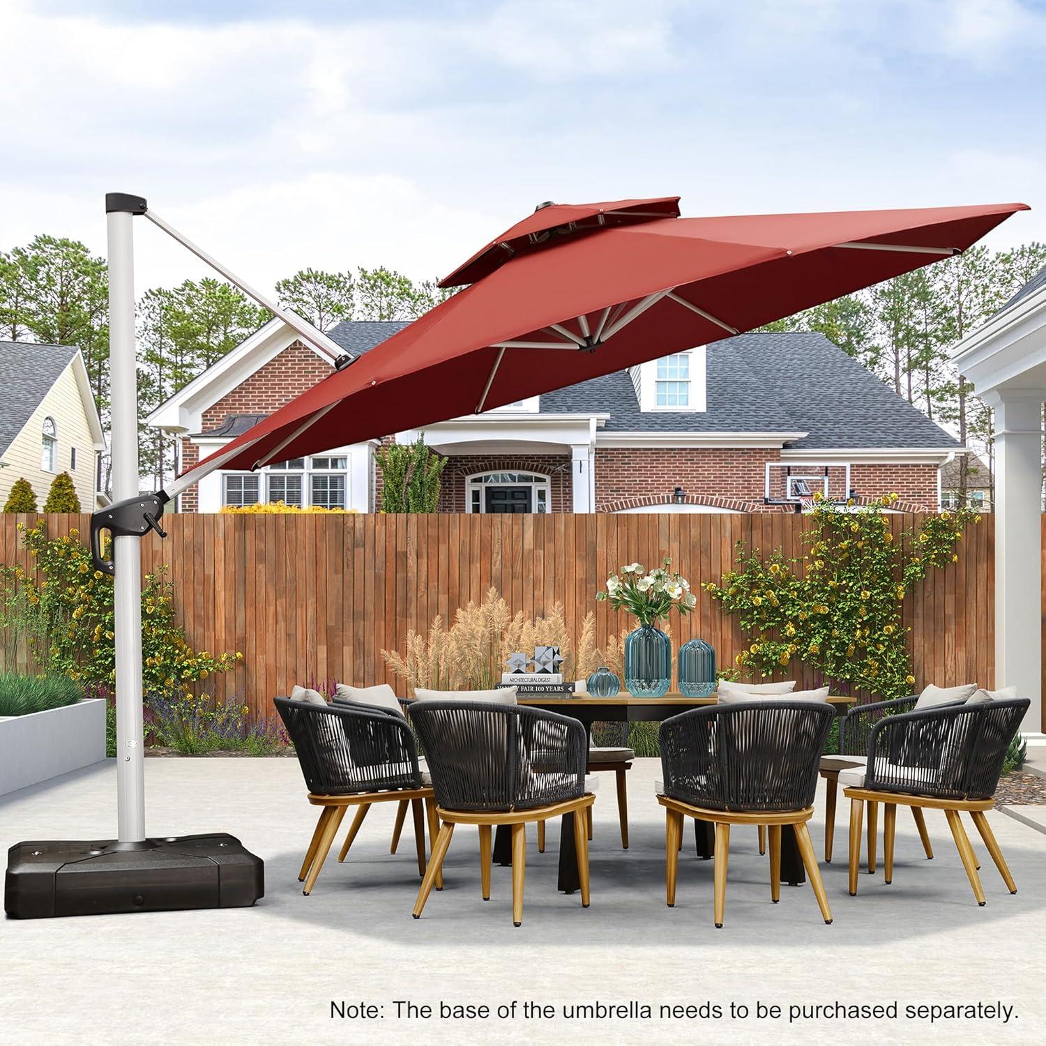 image:imagePURPLE LEAF 13 Feet Double Top Round Deluxe Patio Umbrella Offset Hanging Umbrella Outdoor Market Umbrella Garden Umbrella Turquoise BlueBrick Red