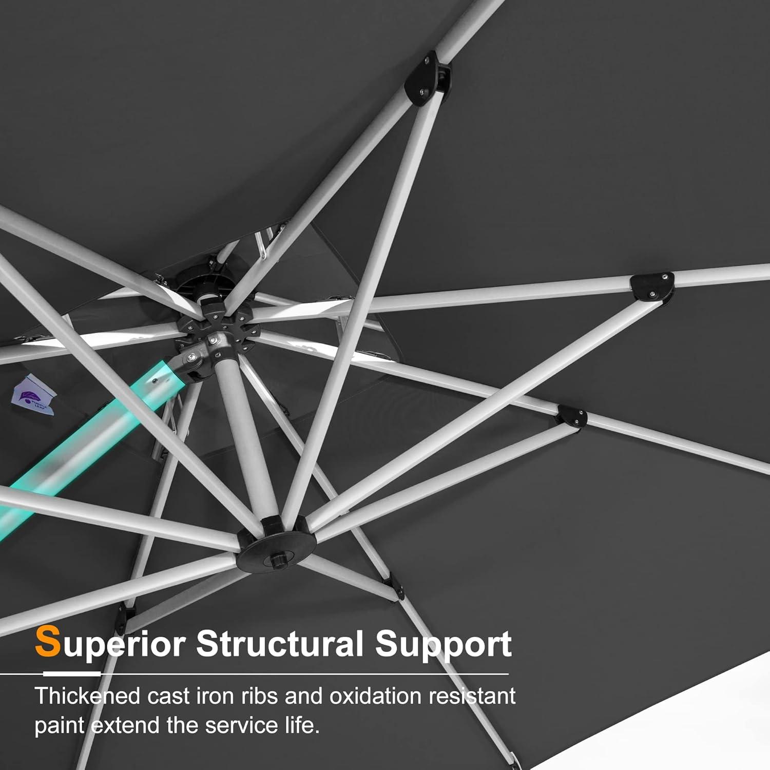 image:imagePURPLE LEAF 13 Feet Double Top Round Deluxe Patio Umbrella Offset Hanging Umbrella Outdoor Market Umbrella Garden Umbrella Turquoise BlueGrey