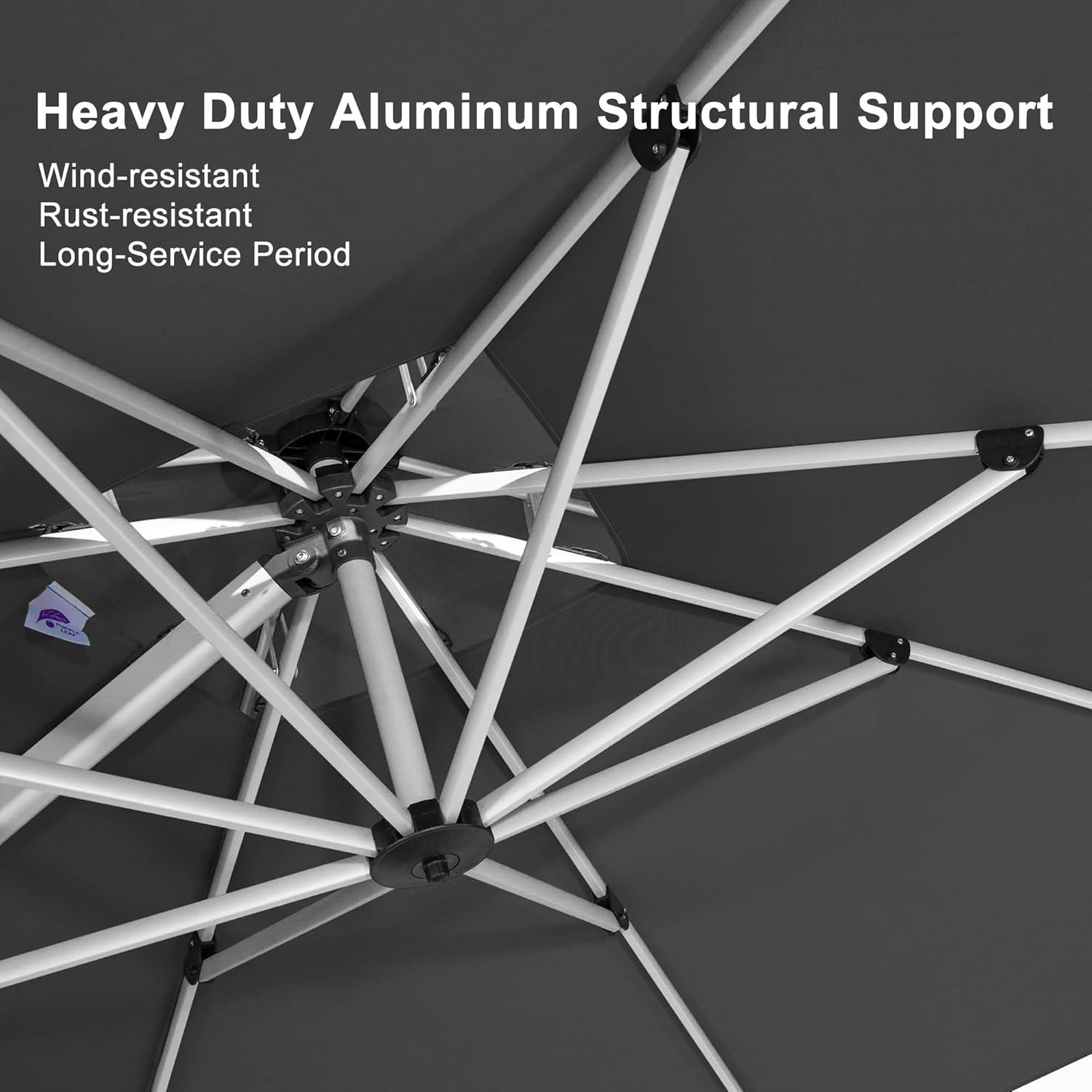 image:imagePURPLE LEAF 13 Feet Double Top Round Deluxe Patio Umbrella Offset Hanging Umbrella Outdoor Market Umbrella Garden Umbrella Turquoise BlueGrey