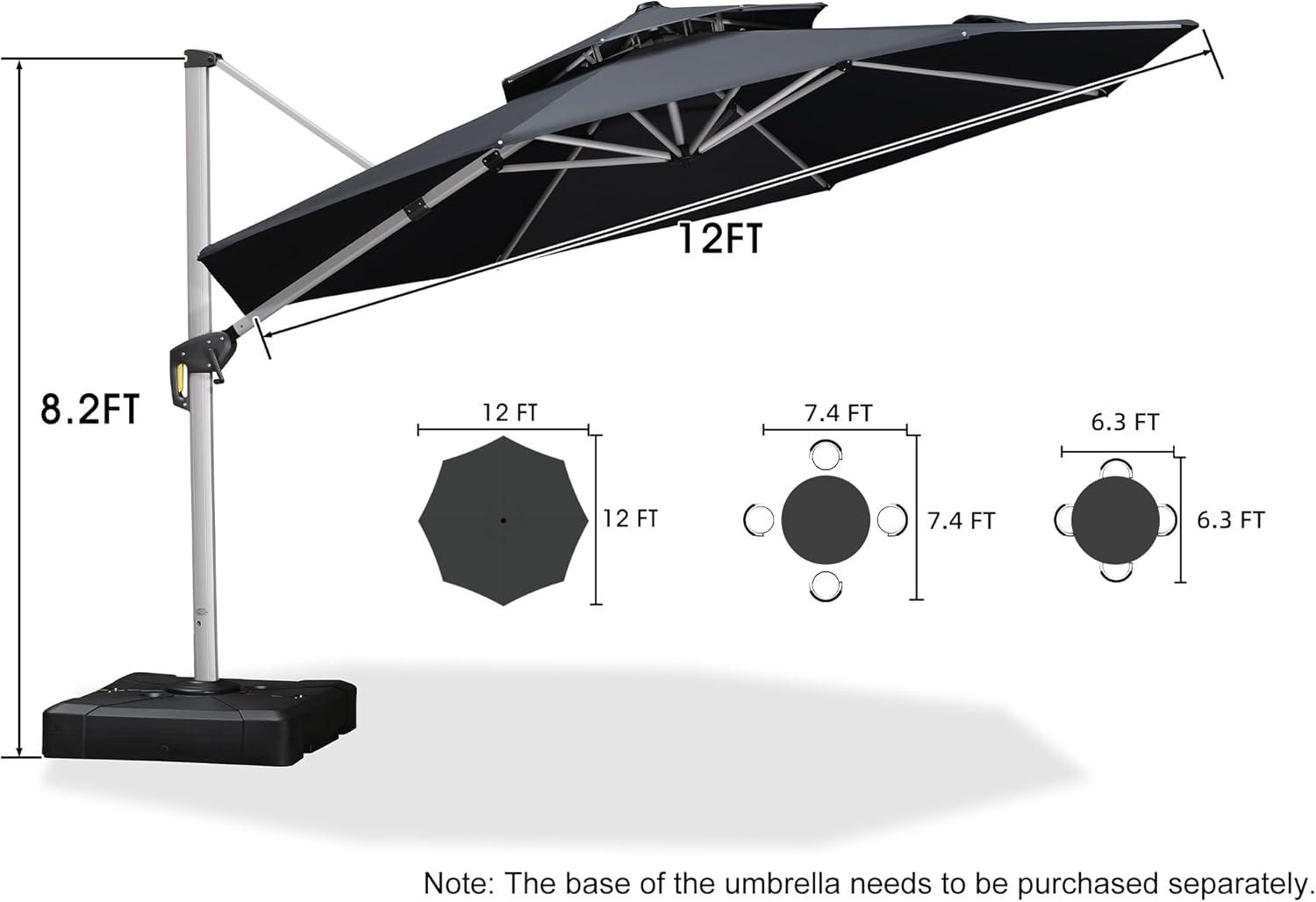image:imagePURPLE LEAF 13 Feet Double Top Round Deluxe Patio Umbrella Offset Hanging Umbrella Outdoor Market Umbrella Garden Umbrella Turquoise BlueGrey