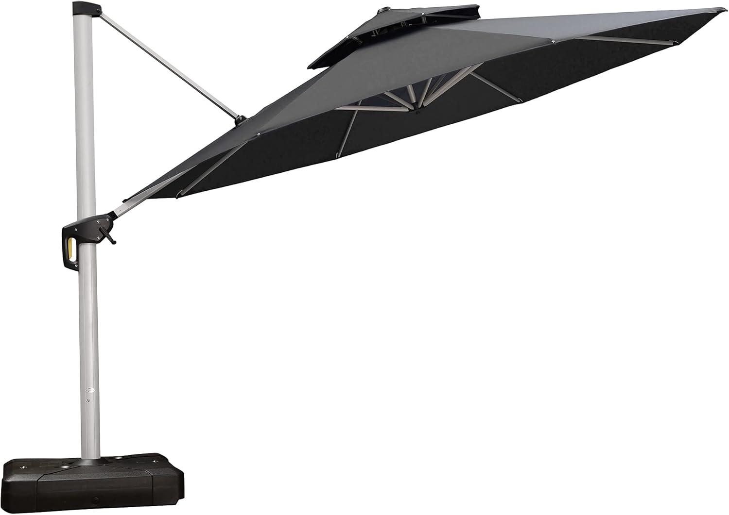 image:imagePURPLE LEAF 13 Feet Double Top Round Deluxe Patio Umbrella Offset Hanging Umbrella Outdoor Market Umbrella Garden Umbrella Turquoise BlueGrey