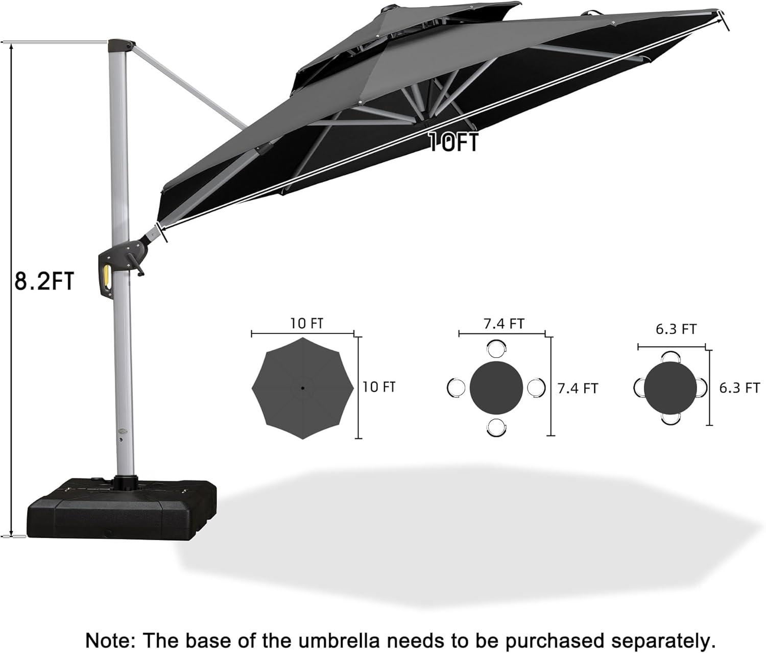 image:imagePURPLE LEAF 13 Feet Double Top Round Deluxe Patio Umbrella Offset Hanging Umbrella Outdoor Market Umbrella Garden Umbrella Turquoise BlueGrey