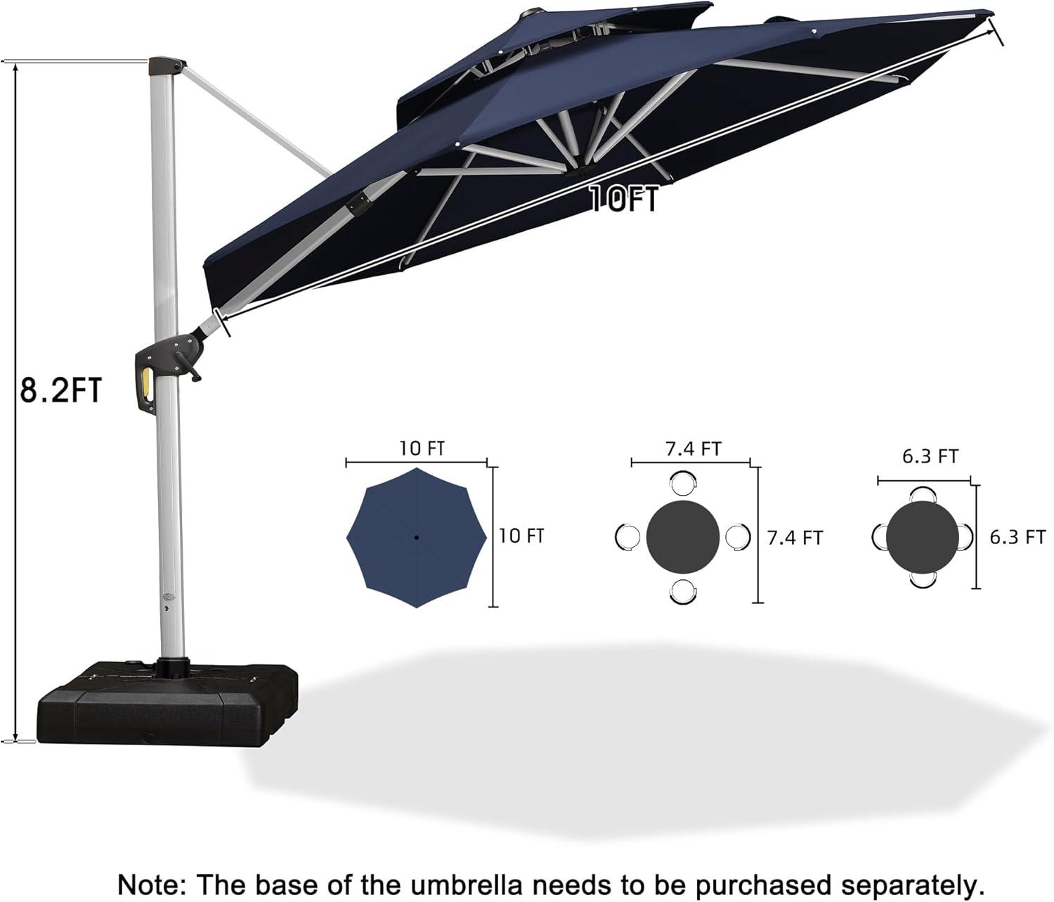 image:imagePURPLE LEAF 13 Feet Double Top Round Deluxe Patio Umbrella Offset Hanging Umbrella Outdoor Market Umbrella Garden Umbrella Turquoise BlueNavy Blue