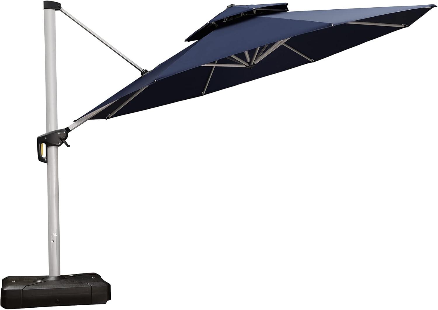 image:imagePURPLE LEAF 13 Feet Double Top Round Deluxe Patio Umbrella Offset Hanging Umbrella Outdoor Market Umbrella Garden Umbrella Turquoise BlueNavy Blue
