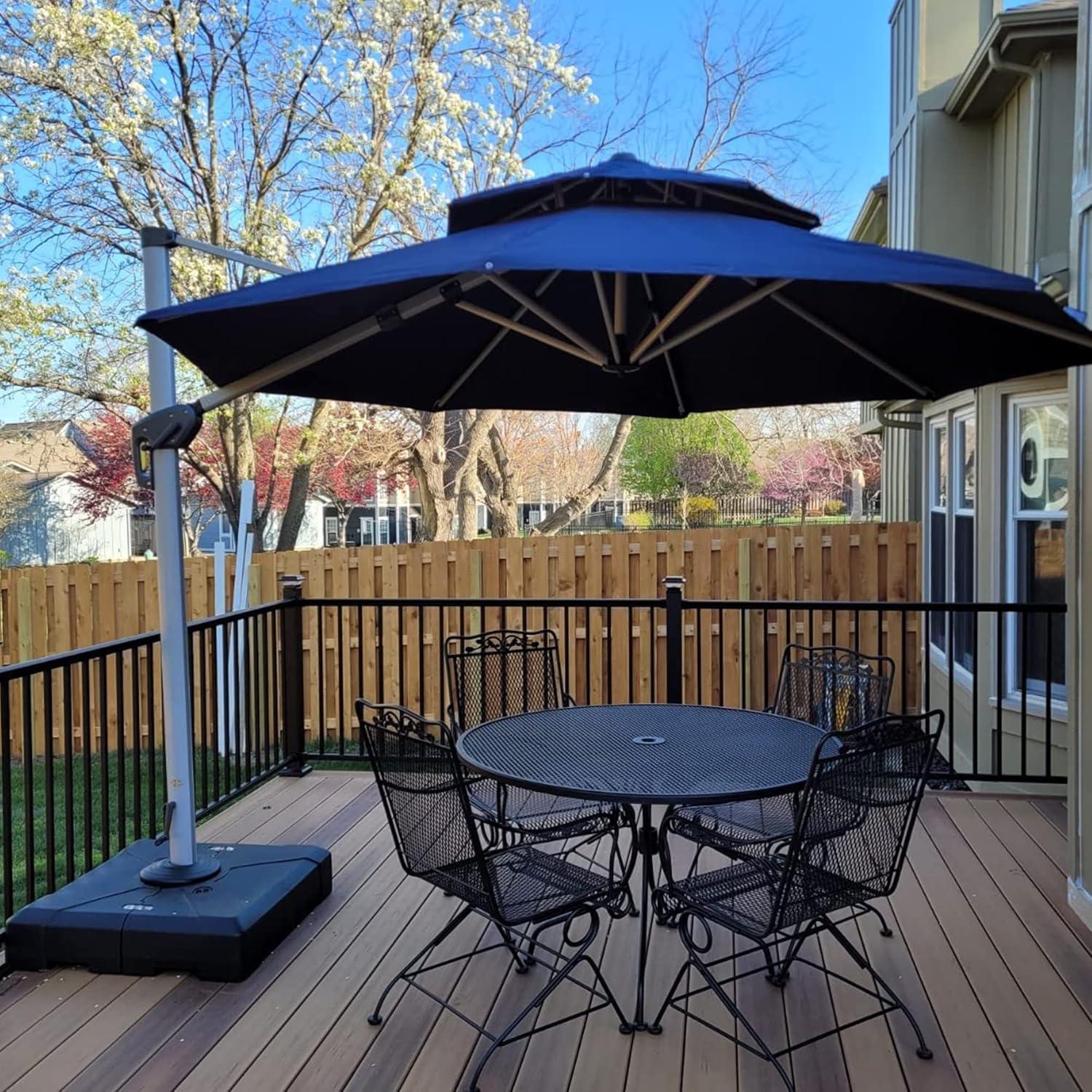 image:imagePURPLE LEAF 13 Feet Double Top Round Deluxe Patio Umbrella Offset Hanging Umbrella Outdoor Market Umbrella Garden Umbrella Turquoise BlueNavy Blue
