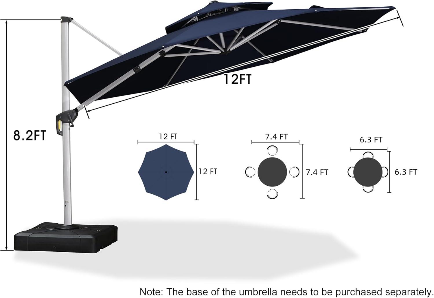 image:imagePURPLE LEAF 13 Feet Double Top Round Deluxe Patio Umbrella Offset Hanging Umbrella Outdoor Market Umbrella Garden Umbrella Turquoise BlueNavy Blue