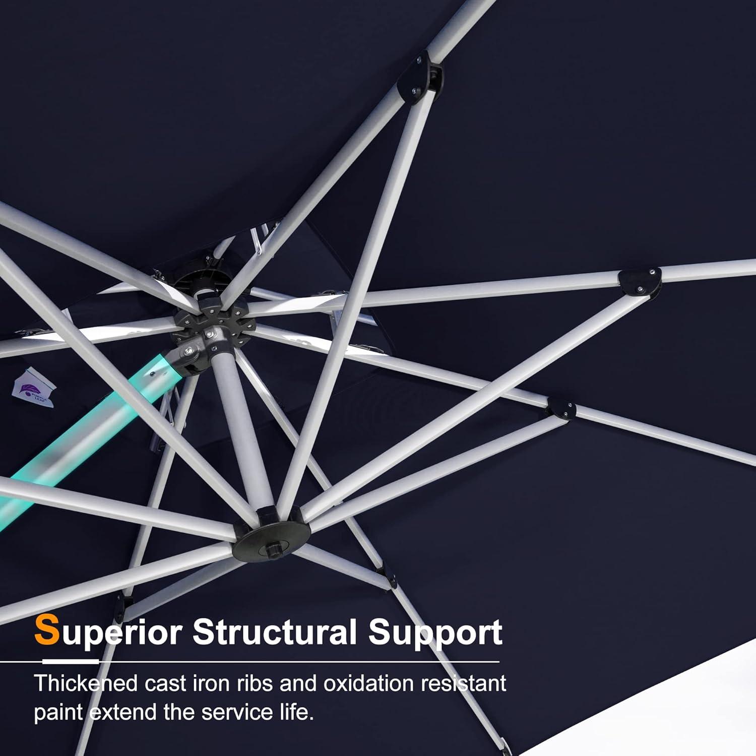 image:imagePURPLE LEAF 13 Feet Double Top Round Deluxe Patio Umbrella Offset Hanging Umbrella Outdoor Market Umbrella Garden Umbrella Turquoise BlueNavy Blue