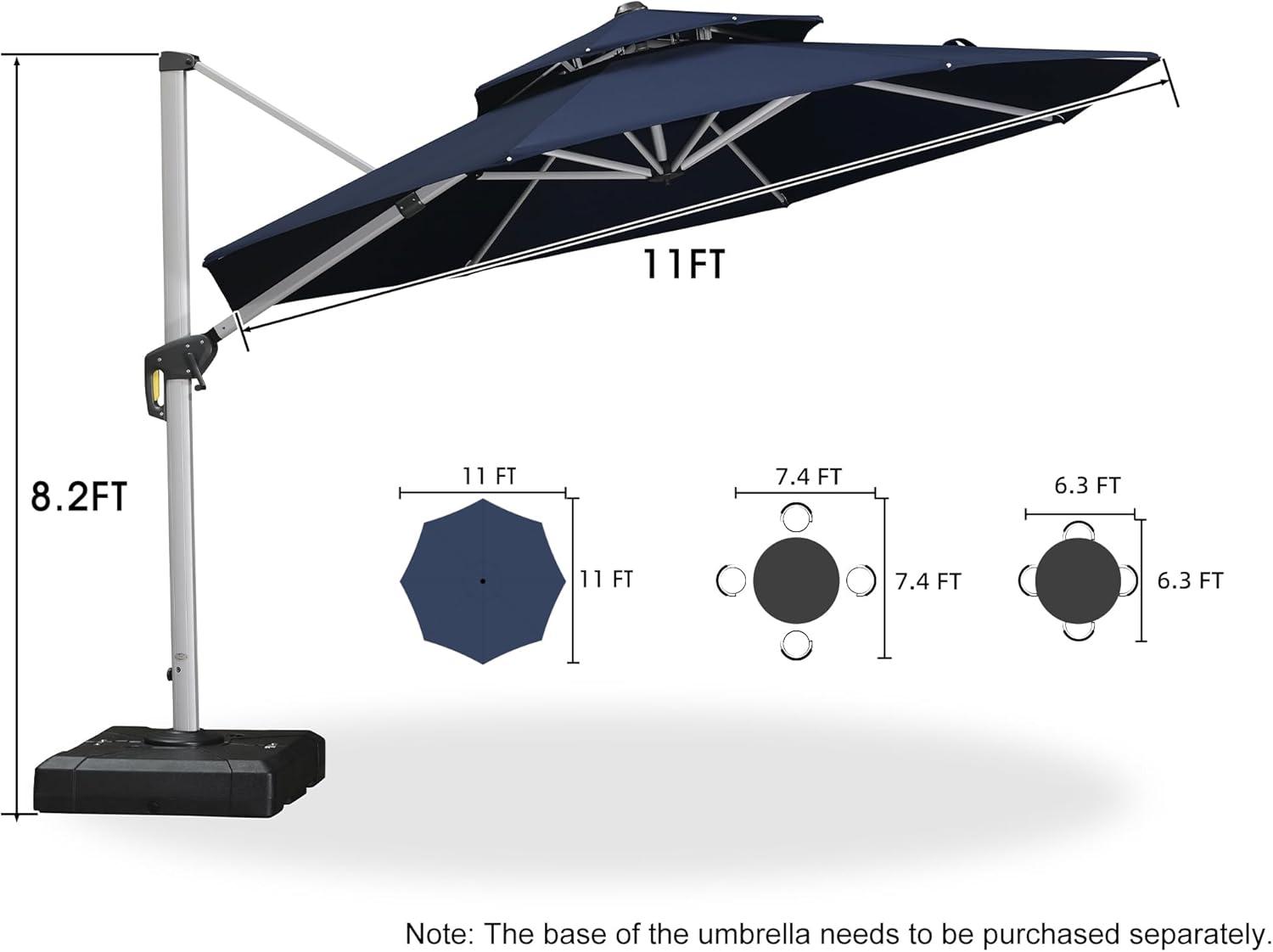 image:imagePURPLE LEAF 13 Feet Double Top Round Deluxe Patio Umbrella Offset Hanging Umbrella Outdoor Market Umbrella Garden Umbrella Turquoise BlueNavy Blue