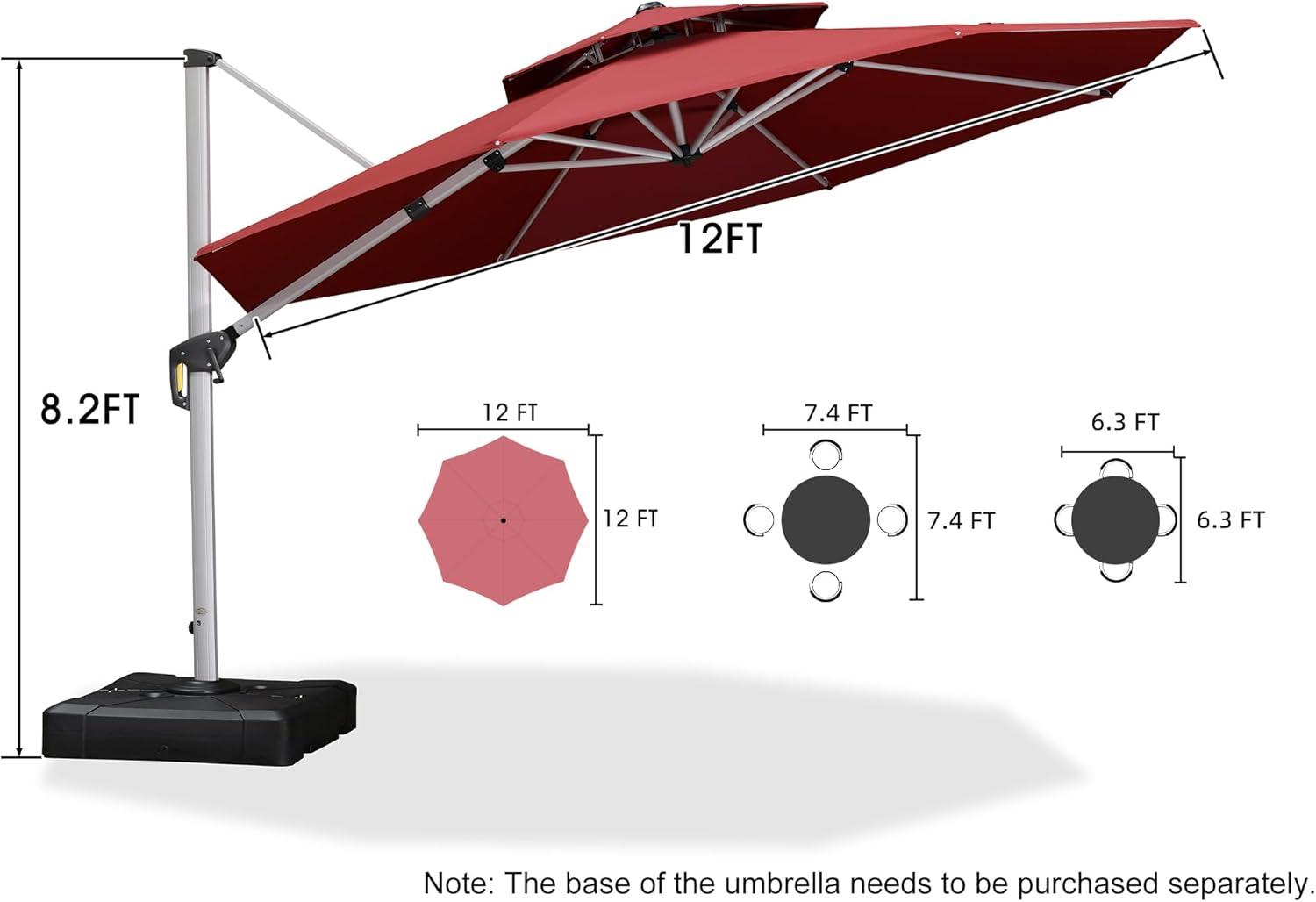 image:imagePURPLE LEAF 13 Feet Double Top Round Deluxe Patio Umbrella Offset Hanging Umbrella Outdoor Market Umbrella Garden Umbrella Turquoise BlueTerra