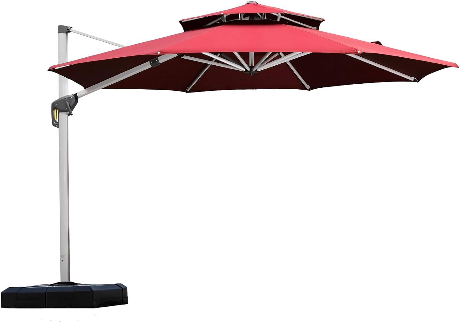 image:imagePURPLE LEAF 13 Feet Double Top Round Deluxe Patio Umbrella Offset Hanging Umbrella Outdoor Market Umbrella Garden Umbrella Turquoise BlueTerra