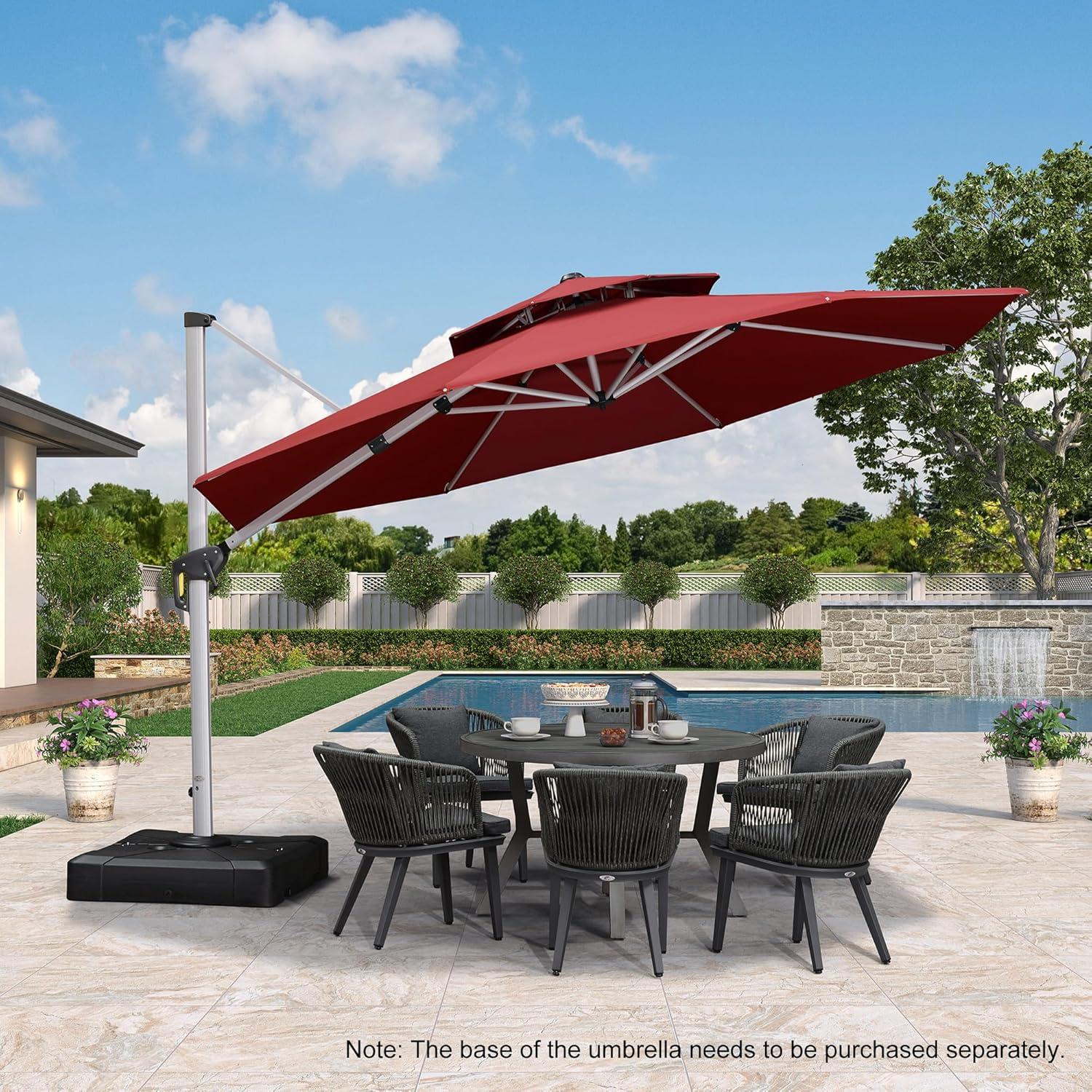image:imagePURPLE LEAF 13 Feet Double Top Round Deluxe Patio Umbrella Offset Hanging Umbrella Outdoor Market Umbrella Garden Umbrella Turquoise BlueTerra