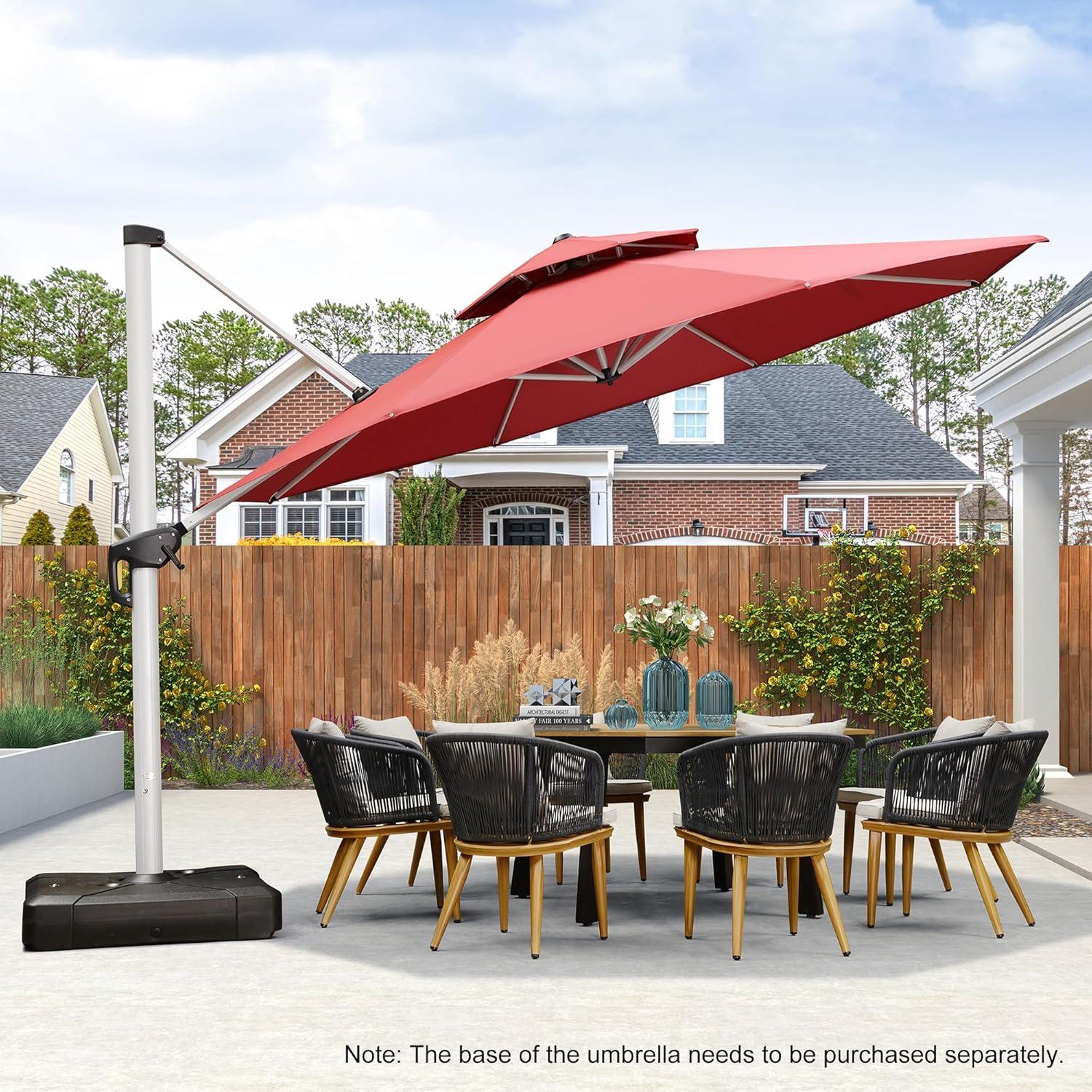 image:imagePURPLE LEAF 13 Feet Double Top Round Deluxe Patio Umbrella Offset Hanging Umbrella Outdoor Market Umbrella Garden Umbrella Turquoise BlueTerra