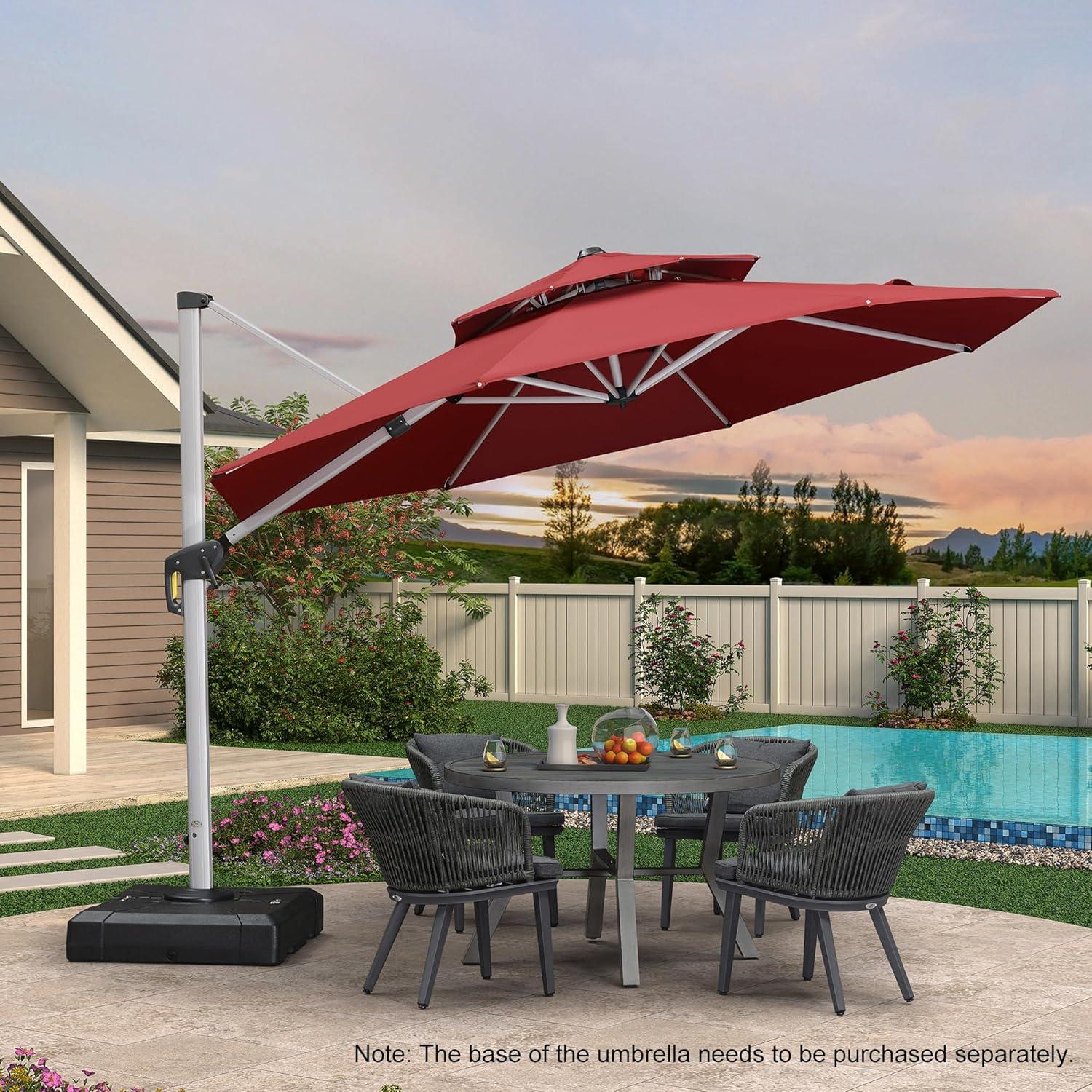 image:imagePURPLE LEAF 13 Feet Double Top Round Deluxe Patio Umbrella Offset Hanging Umbrella Outdoor Market Umbrella Garden Umbrella Turquoise BlueTerra