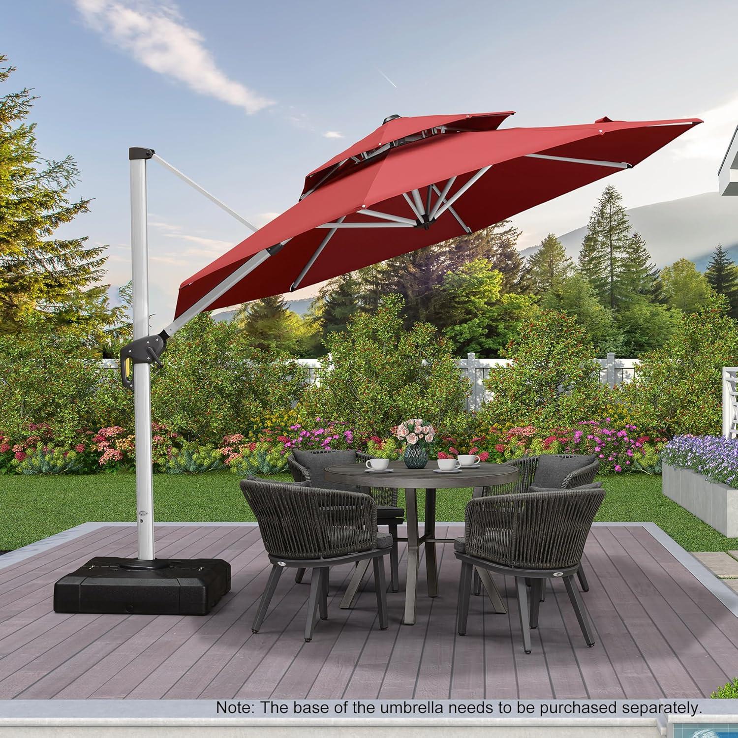 image:imagePURPLE LEAF 13 Feet Double Top Round Deluxe Patio Umbrella Offset Hanging Umbrella Outdoor Market Umbrella Garden Umbrella Turquoise BlueTerra