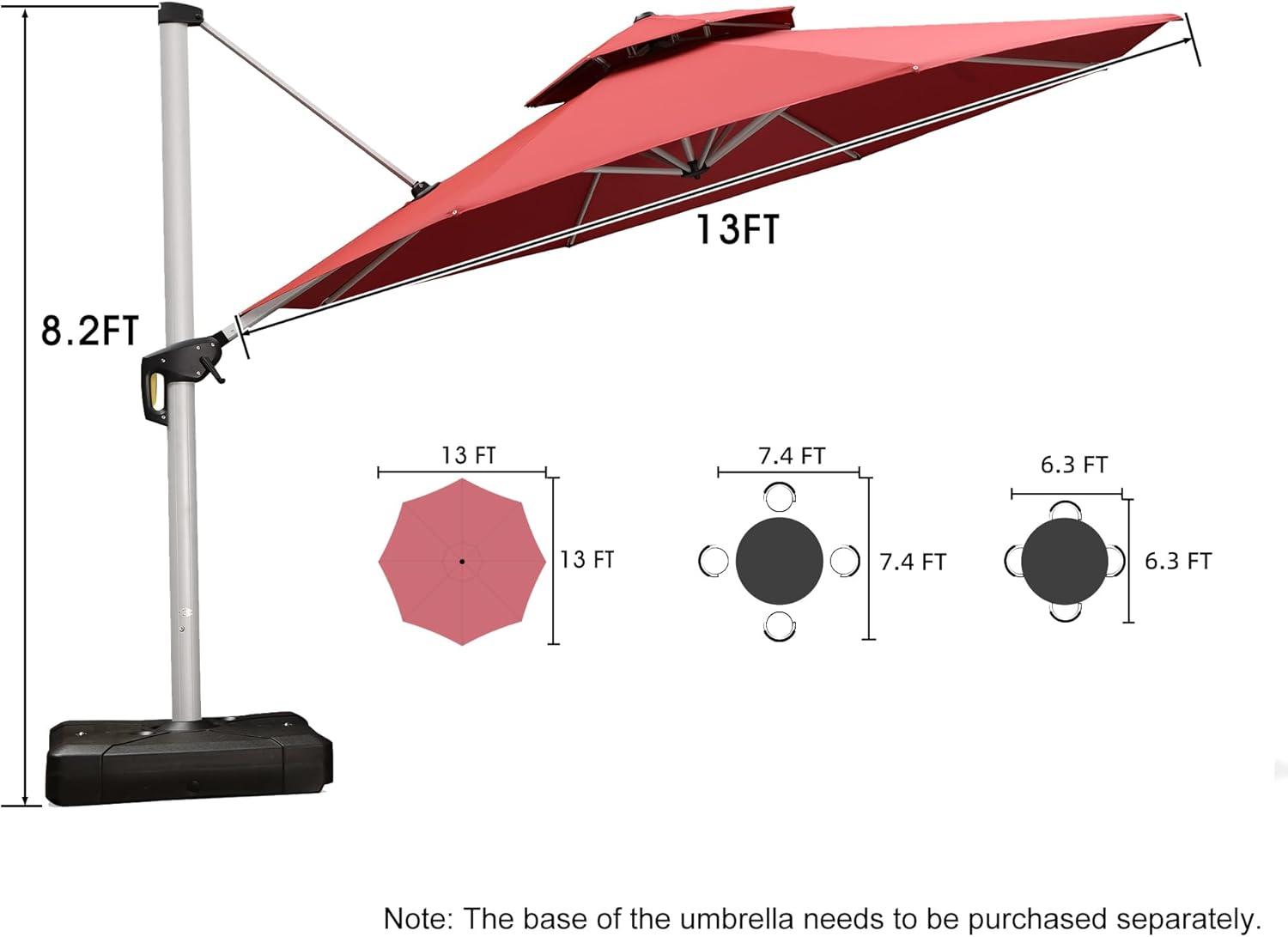 image:imagePURPLE LEAF 13 Feet Double Top Round Deluxe Patio Umbrella Offset Hanging Umbrella Outdoor Market Umbrella Garden Umbrella Turquoise BlueTerra